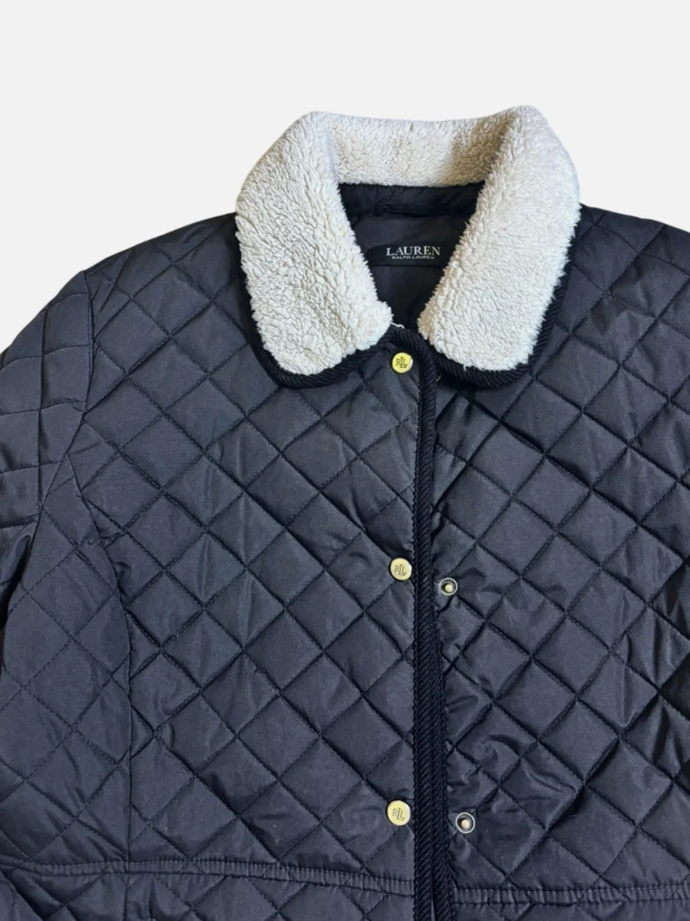LRL Ralph Lauren Black Quilted Barn Jacket Old Money Lg